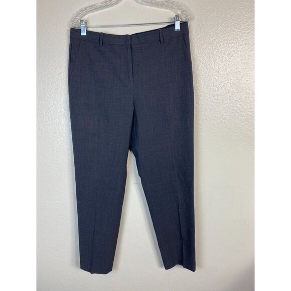Theory Women Gray Wool Dress Pants Size 8 Trouser Career Formal Capsule Straight - Picture 1 of 16